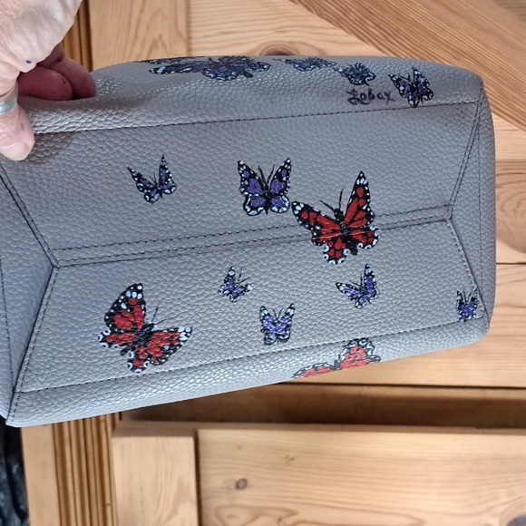 Hand Crafted Painted Leather Bag Tote Butterflies - Picture 10 of 17